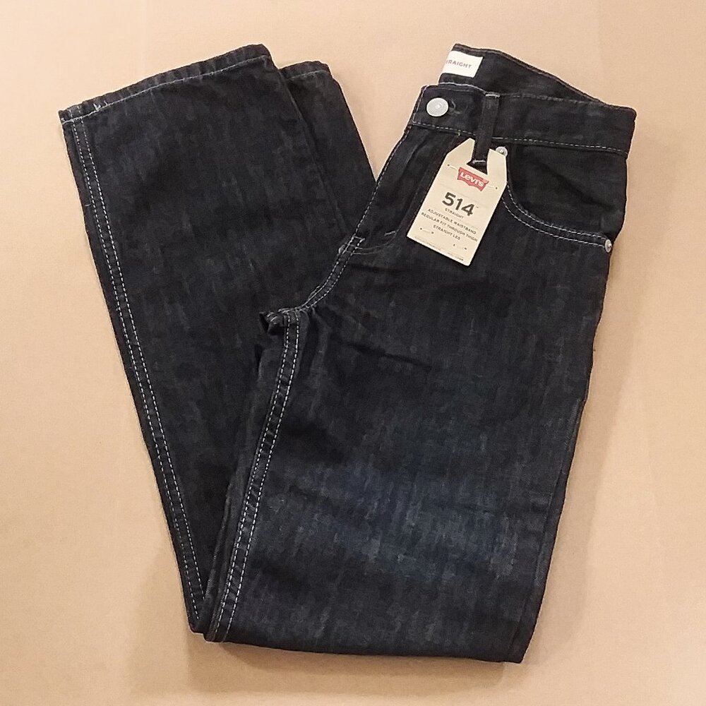 LEVI'S 514 Big Boys Straight Jeans Black Wash Size 12 Reg 26W x 26L NWT
